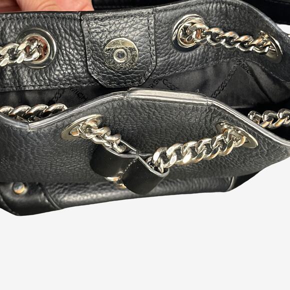 Michael Kors Alanis Pebble Leather Bucket Bag Black Chain Shoulder Hobo - Picture 15 of 15